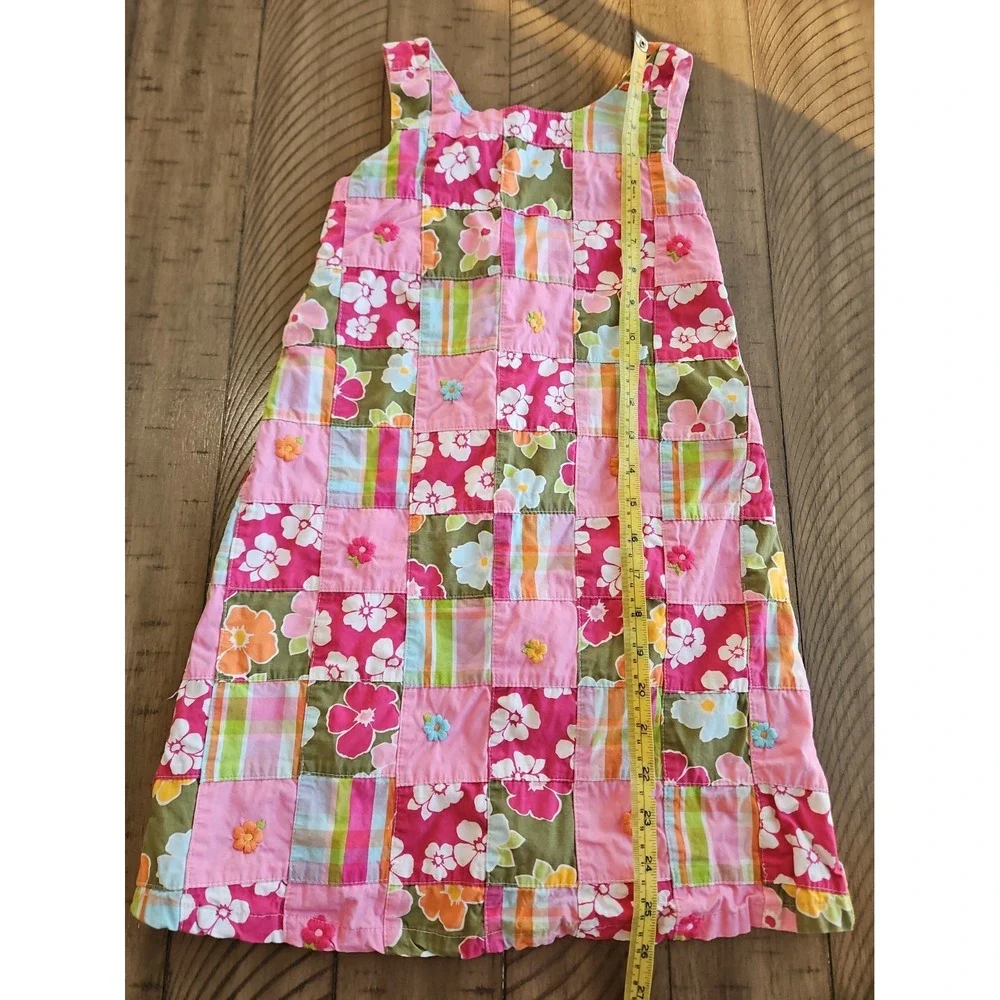 Gymboree Dress 8 Pink Patchwork Madras Plaid Embroidered Cotton Cottage Preppy